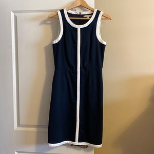 Banana Republic navy dress with white trim